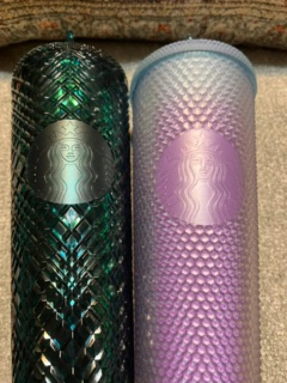 NWT Two Starbucks 24oz. Tumbler/Cups in Iridescent Green & Ombre Lt. Blue/purple